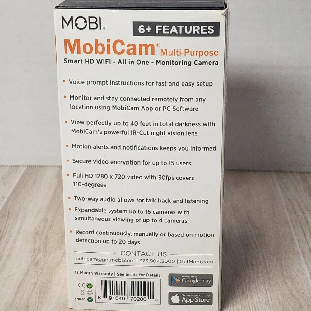 MobiCam Wi-fi Video Baby Monitoring System Camera Night Vision For IOS & Android